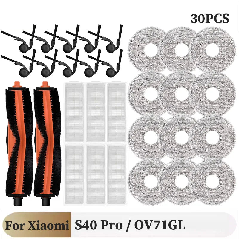 For Xiaomi S40 Pro / OV71GL Robot Vacuum Replacement Parts Main Side Brush HEPA Filter Mop Cloth Accessories
