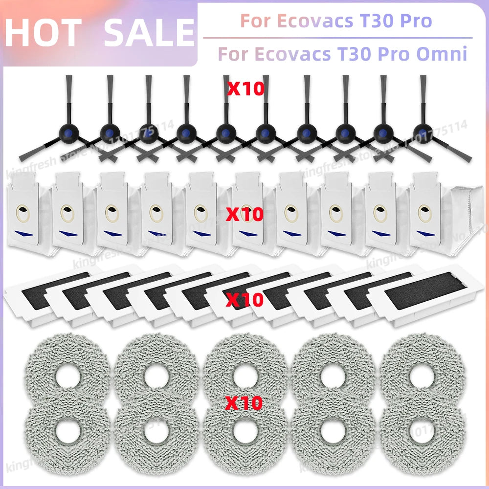 Fit For Ecovacs T30 Pro Omni / T30 OMNI Ecovacs T30e Pro YEEDI M12 ULTRA PLUS/M12 Pro+ Parts Brush Filter Bag Mop Cloth