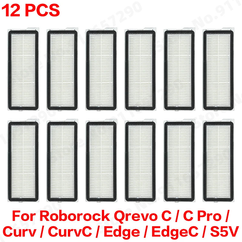 Roborock Qrevo C/C Pro/Curv/CurvC/Edge/EdgeC/S5V Compatible Main Side Brush Mop Cloth Dust Bag & Filter Set
