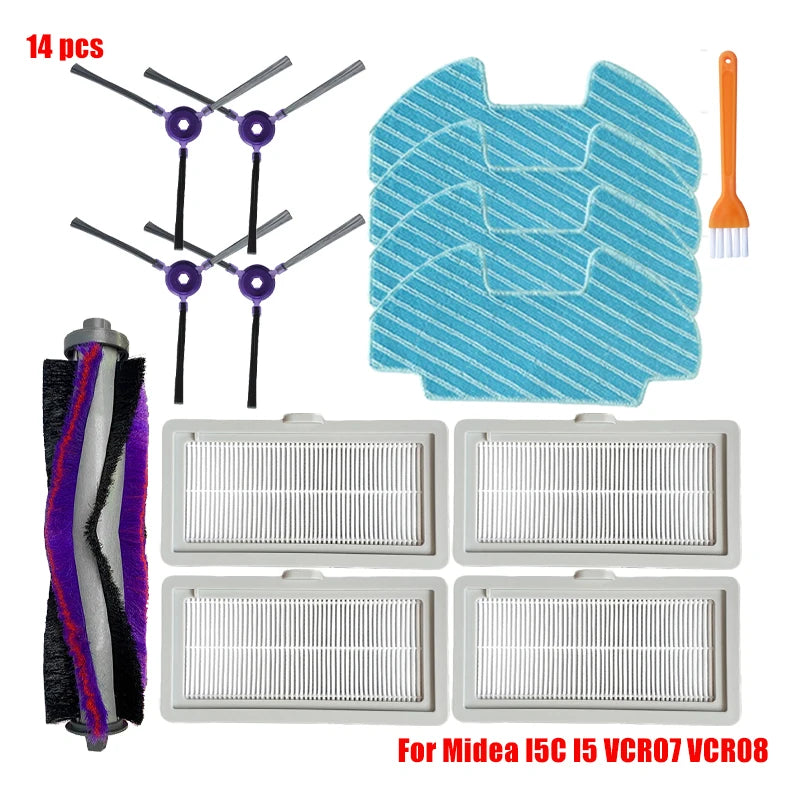 For Midea I5 I5C VCR07 VCR08 Robot Vacuum Cleaner Midea I5C Spare Parts Roller Brush Mop Bracket Dust Box Water Tank Accessories