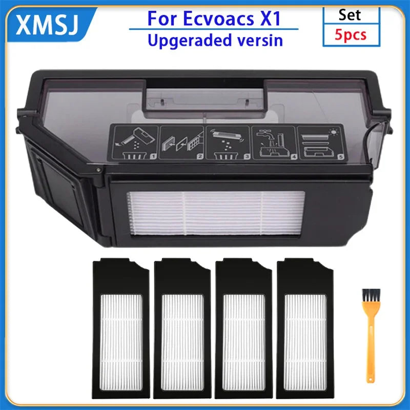 For Ecovacs Deebot X1 OMNI Dust Box Accessories X1 TURBO / T10 Robot Vacuum Cleaner Dust Bin HEPA filter Replacement spare parts