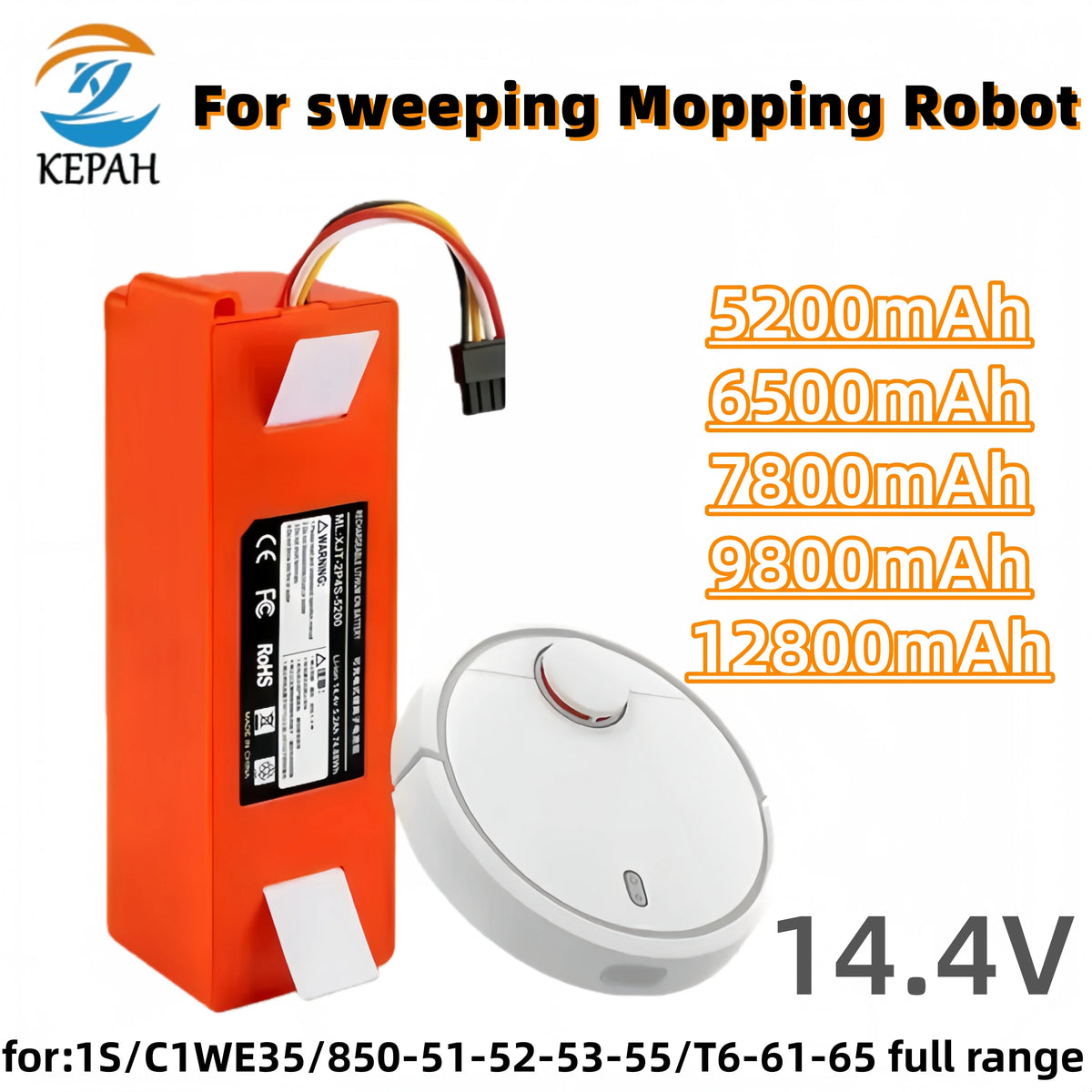 14.4V 12800mAh Replacement Battery for XiaoMi 1S Roborock S5