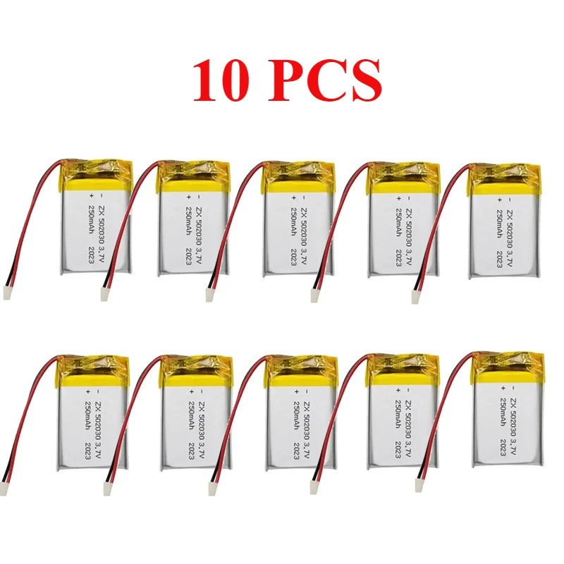 502030 Battery 3.7V 250mAh Lipo Polymer Rechargeable Li-ion Batteries Ph-2.0mm for Bluetooth Headset Car Recorder Car Toys