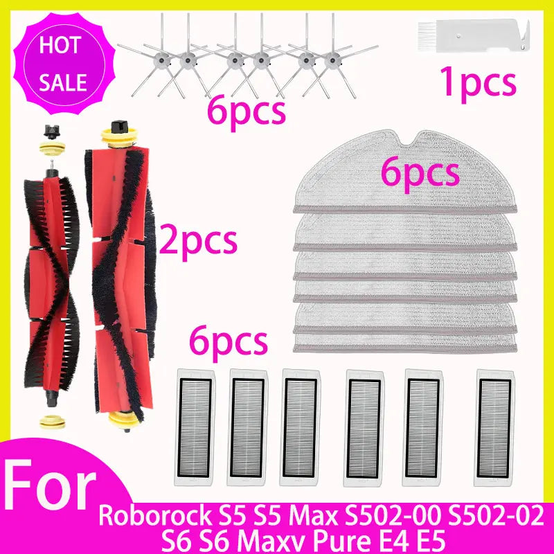 HEPA Filter Mop for Roborock S5 S502-00 S502-02 S5 Max S6 MaxV S6 Pure E4 E5 Robot Vacuum Spare Parts Main Side Brush