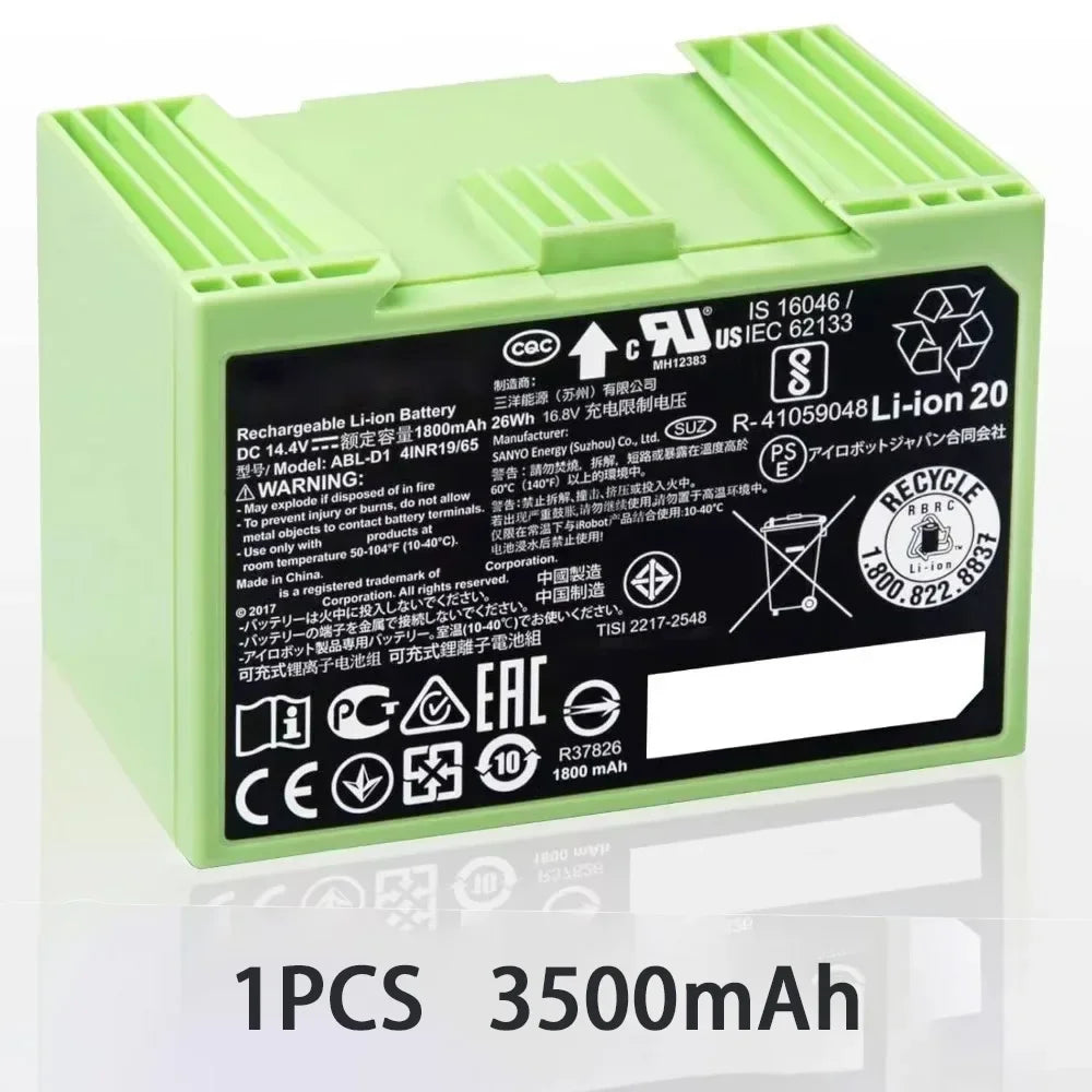 ABL-D1 14.4V 5000MAH Authentic Replacement Parts - Lithium Ion Battery for Roomba e & i Series Robot Vacuums i3+ i4+ i7+ i8+
