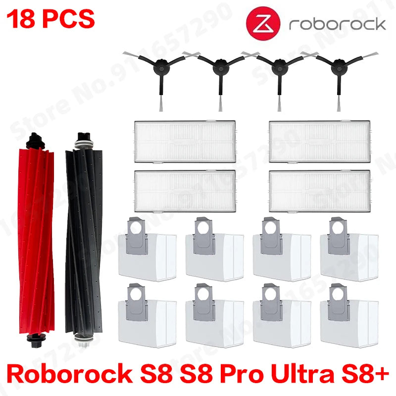 Roborock S8 Pro Ultra S8+ Robot Vacuum Spare Parts Mop Cloths Main Side Brushes HEPA Filters Dust Bags Accessories