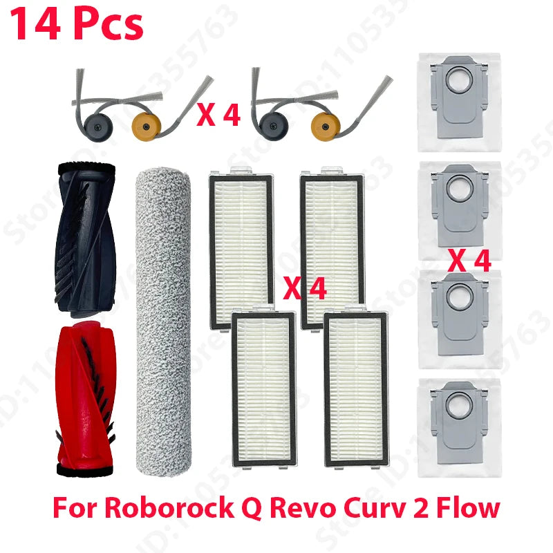 Original Roborock Q Revo Curv 2 Flow Filter Main / Side Brush Roller Mop Dust Bag Robot Vacuum Cleaner Parts
