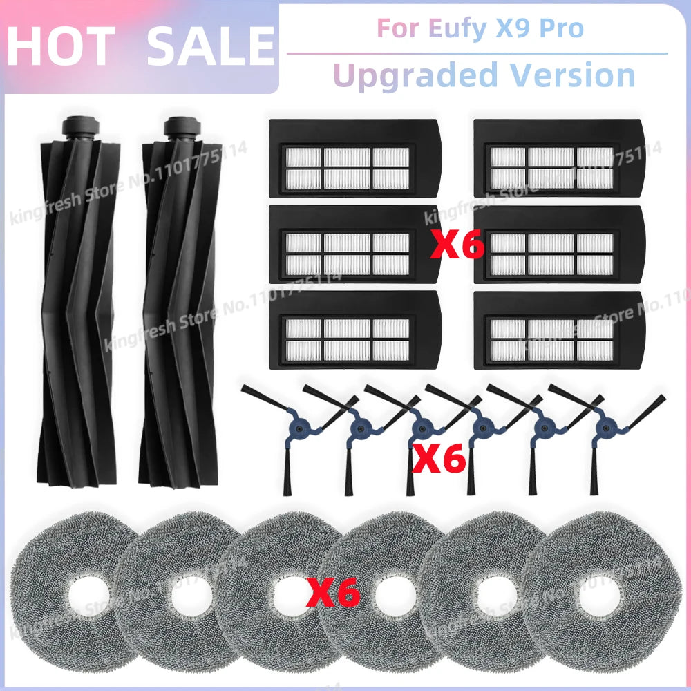 Compatible For Eufy X9 Pro Robot Vacuum Replacement Parts Main Roller Side Brush Hepa Filter Mop Cloth Pad Accessories