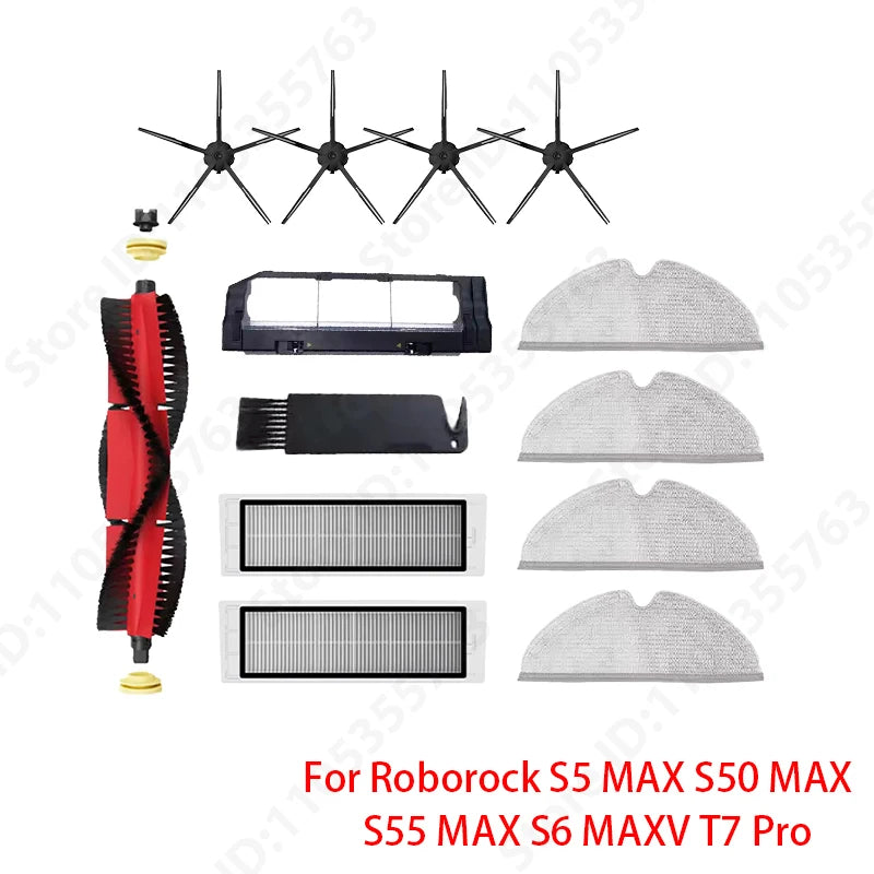 Roborock S5 MAX S50 MAX S55 MAX S6 MAXV HEPA Filter Side/Main Brush Water Tank Tray Mop Dust Box Vacuum Cleaner Accessories