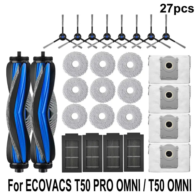 ECOVACS T50 PRO OMNI / T50 OMNI Accessories Main Side Brushes Mop Cloths HEPA Filters Dust Bags Robot Vacuum Spare Parts