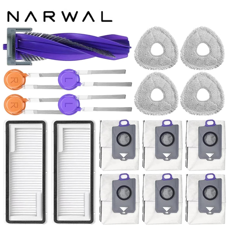 Narwal Freo Z10 Ultra YJCC025 Robot Vacuum Spare Parts Main Side Brushes Mop Cloths HEPA Filters Dust Bags Accessories