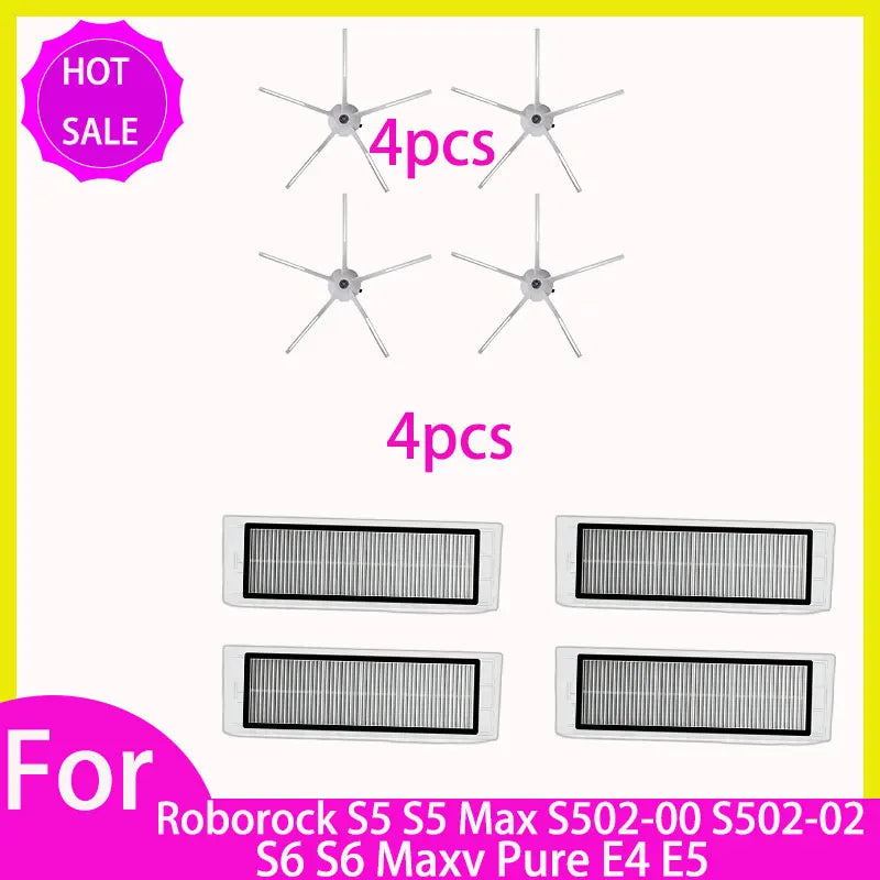 HEPA Filter Mop for Roborock S5 S502-00 S502-02 S5 Max S6 MaxV S6 Pure E4 E5 Robot Vacuum Spare Parts Main Side Brush