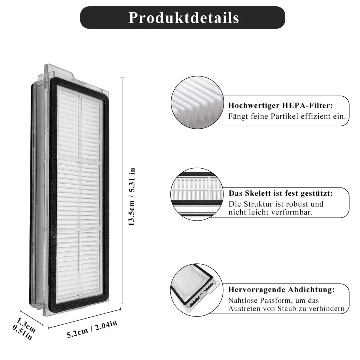HEPA Filter for Roborock Qrevo S/Qrevo Curve/Qrevo Pro/Qrevo