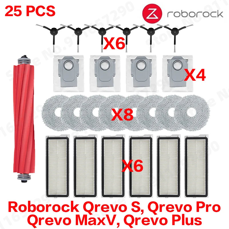 Roborock Qrevo S Qrevo Pro Qrevo MaxV Qrevo Plus Vacuum Parts Main Roller Side Brush Filter Mop Pad Cloth Dust Bag
