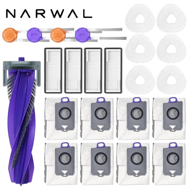 Narwal Freo Z10 Ultra YJCC025 Robot Vacuum Spare Parts Main Side Brushes Mop Cloths HEPA Filters Dust Bags Accessories
