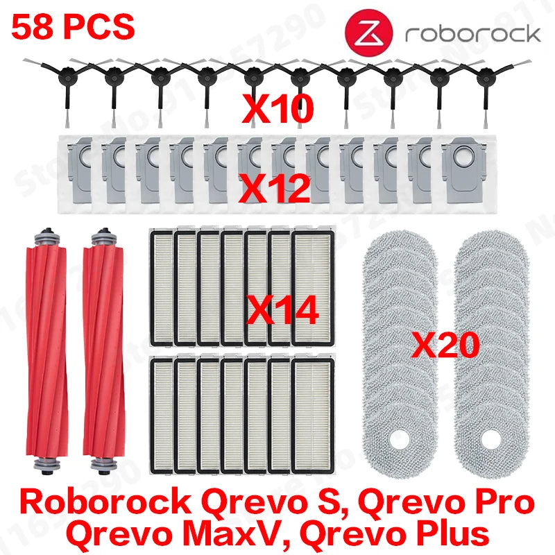 Roborock Qrevo S Qrevo Pro Qrevo MaxV Qrevo Plus Vacuum Parts Main Roller Side Brush Filter Mop Pad Cloth Dust Bag