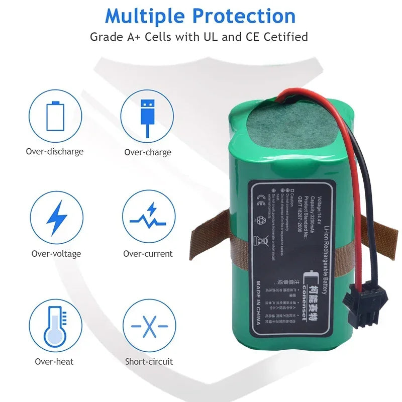 14.4V 3200mA Battery For Lefant M210 M210P M213 M1 Robot Vac