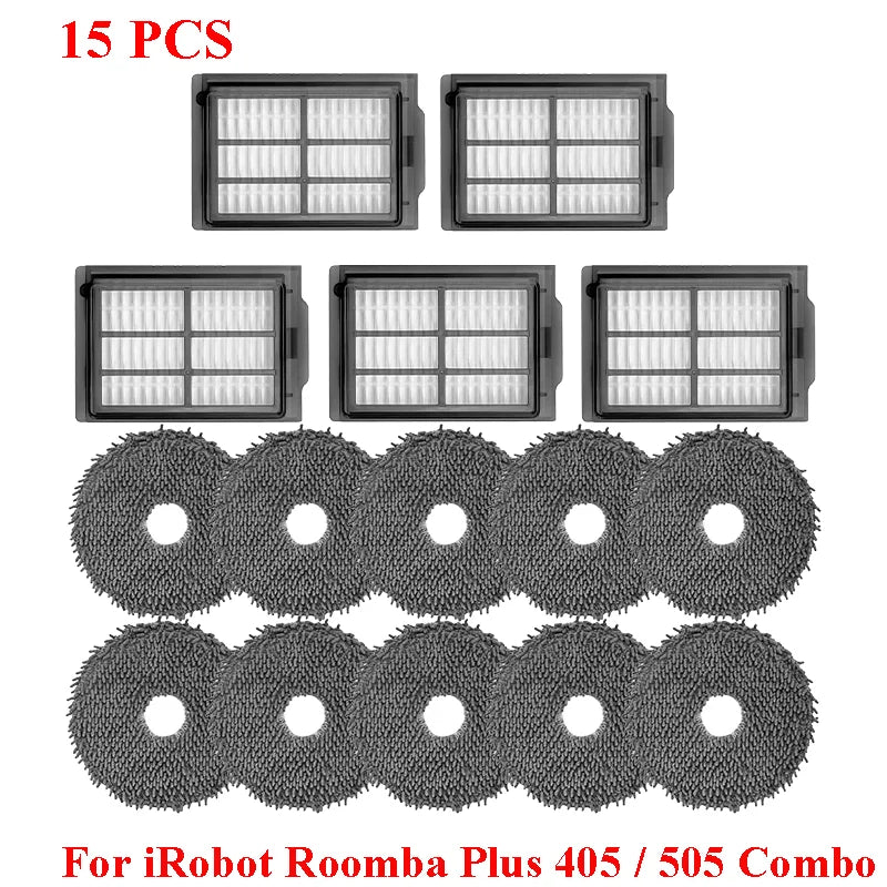 For Irobot Roomba Plus 405 Combo/505 Combo Robot Vacuum Cleaner Main Brushes Side Mop Cloths Filters Dust Bags Accessories Kit