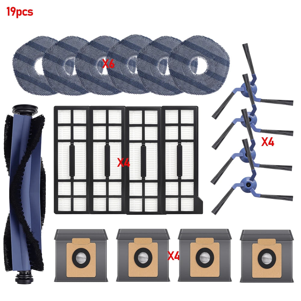 Replacement Parts Kit for Eufy X10 Pro Omni Robot Vacuum Accessories Main Roller Brush Filters Dust Bags Mop Pads Side Brushes