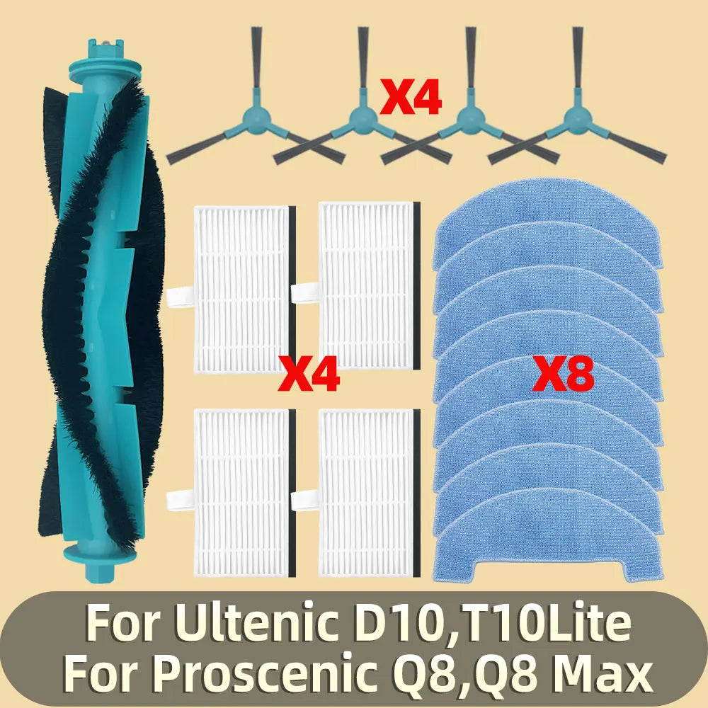 Accessories Fit For ( Ultenic D10 T10Lite Proscenic Q8 Q8 Max ) Vacuum Robot Main Roller Side Brush Mop Pad Filter Hepa Parts