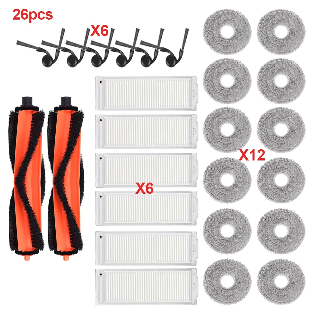 Replacement Kit Parts For Xiaomi S40 Pro/OV71GL Robot Vacuum Cleaner Side Brush Filter Main Roller Brush Mop Cloth Accessories