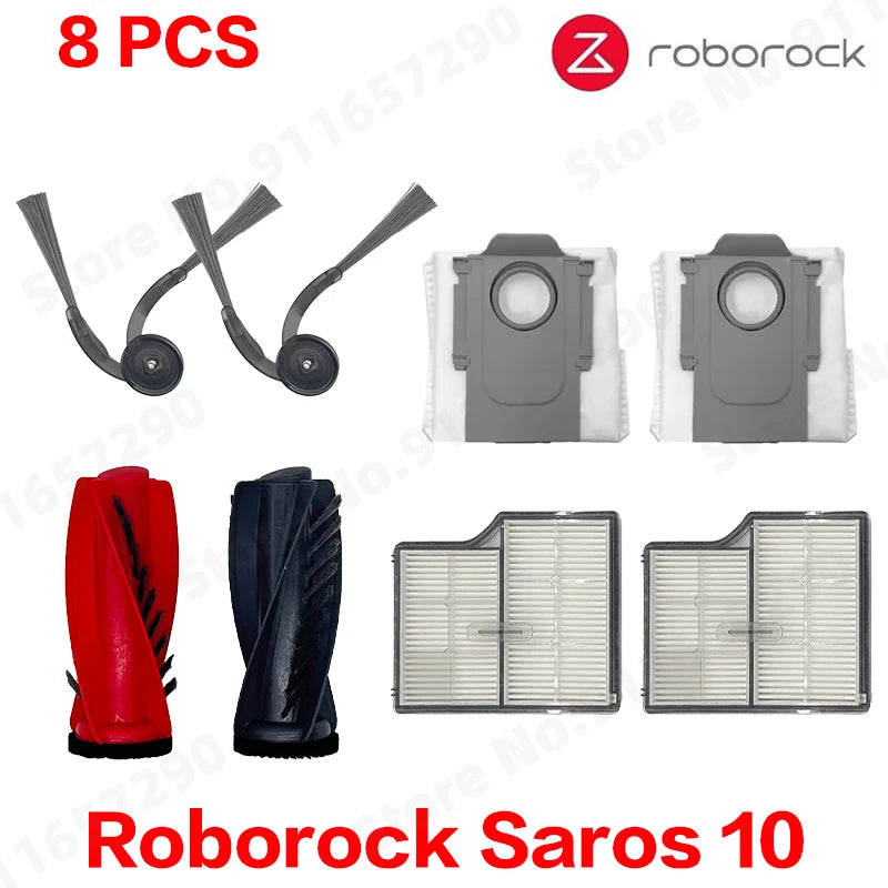 Roborock Saros 10 Accessories Main Roller Side Brush Hepa Filter Mop Cloth Dust Bag Robot Vacuum Cleaner Parts