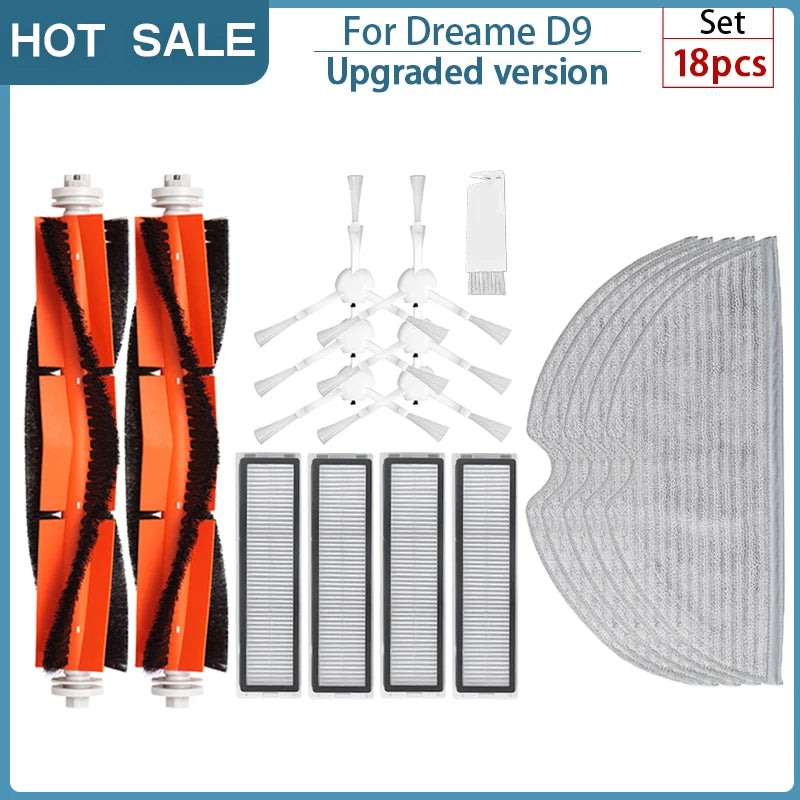 For Dreame Bot D9 Accessories D9 Max Robot Vacuum Cleaner HEPA Filter Main Side Brush Mop Cloths Replacement Spare Parts