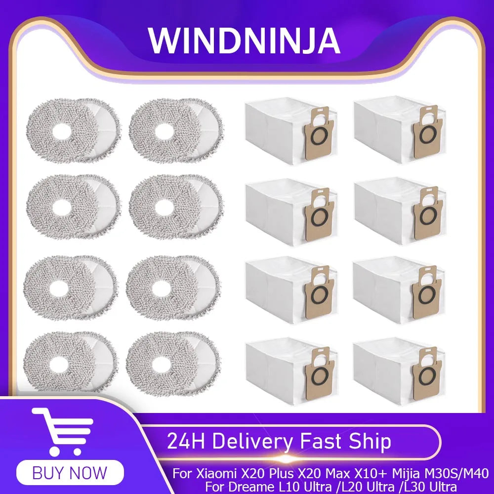 Dust Bag Mop Pads For Xiaomi X20 Plus/X10 Plus/X20 Max /X10+