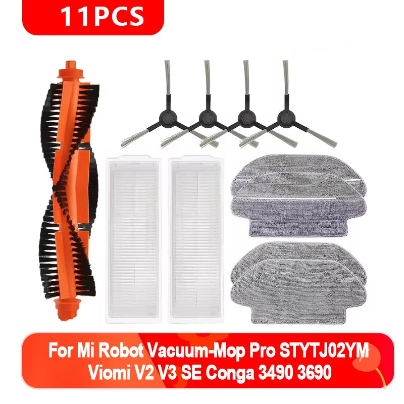 For Xiaomi Mi Robot Vacuum-Mop Pro STYTJ02YM Viomi V2 V3 SE Conga 3490 3690 Main Side Brush Hepa Filter Mop Parts accessories