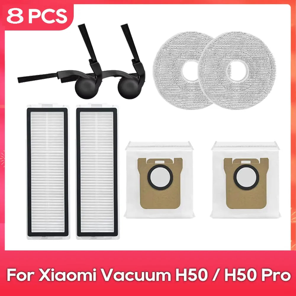 Compatible with ( Xiaomi Robot Vacuum H50 / H50 Pro ) Main Side Brush Filter Mop Dust Bag Parts Accessories Replacement