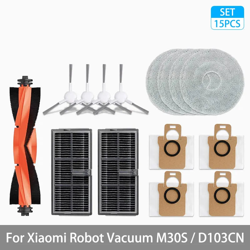 For Xiaomi Mijia M30S D103CN Robot Vacuum Cleaner Accessories Main Side Brush Hepa Filter Mop Cloth Dust Bag Replacement Spare