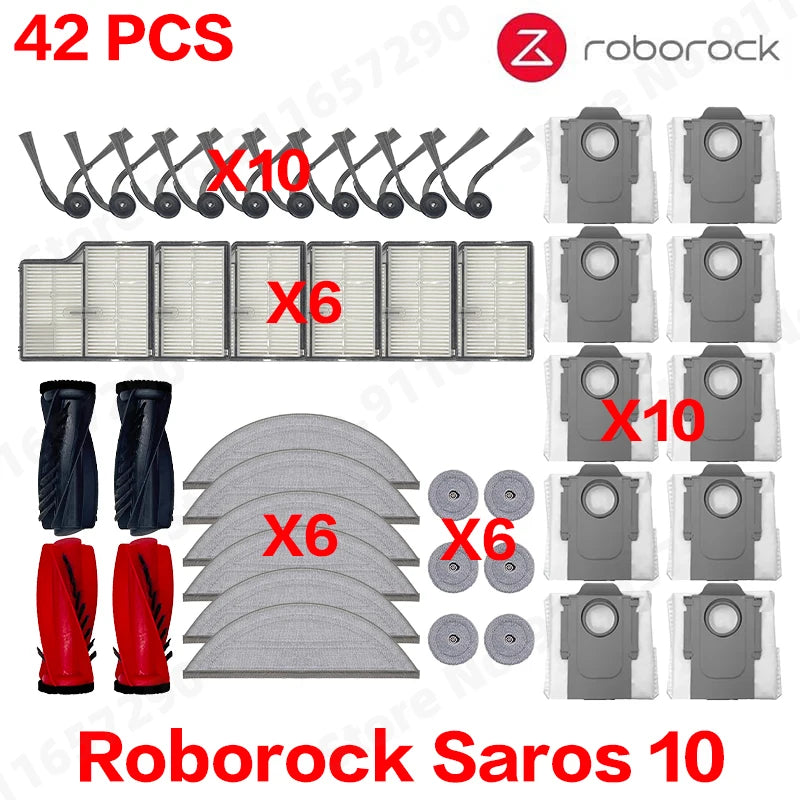 Roborock Saros 10 Accessories Main Roller Side Brush Hepa Filter Mop Cloth Dust Bag Robot Vacuum Cleaner Parts