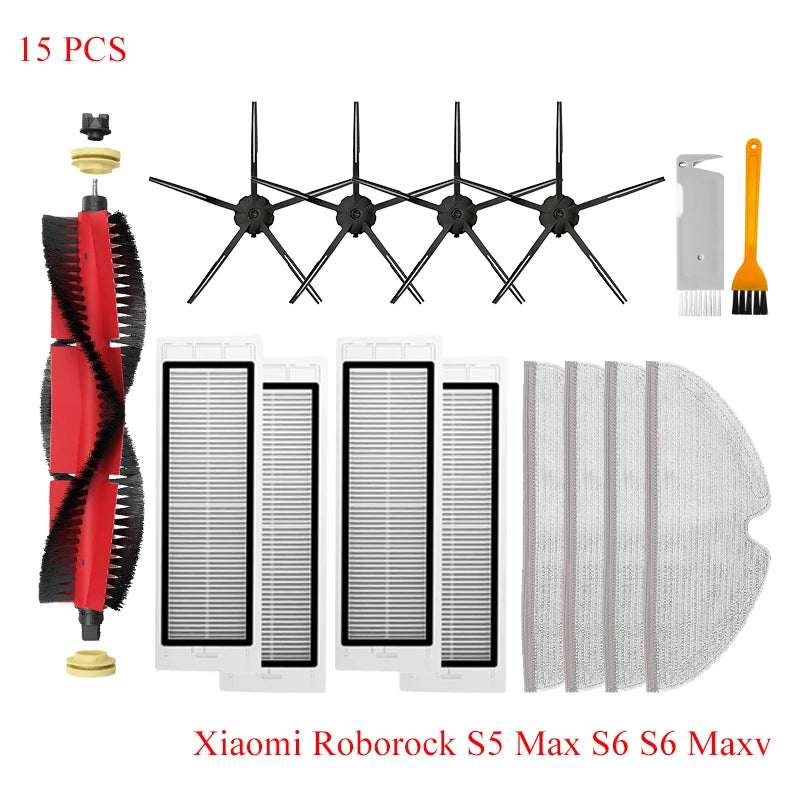 For Xiaomi Roborock S5 Max S6 Maxv Vacuum Cleaner Replacement Kit Roller Brush HEPA Filter Mop Cloth Accessories Spare Parts