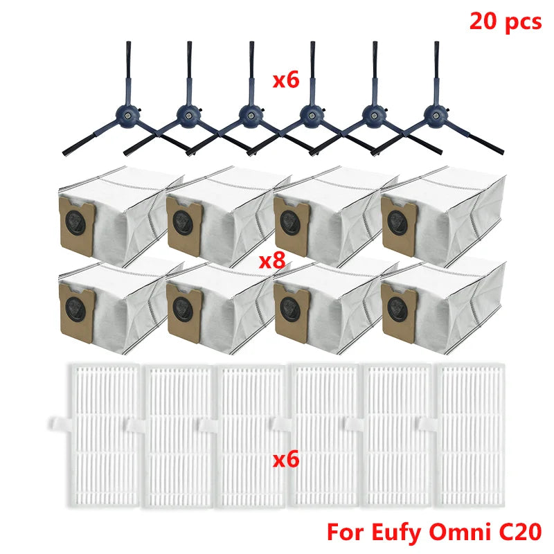Fit For Eufy Omni C20 Robot Spare Vacuum Cleaner Accessories Main Side Brush Filter Mop Cloth Dust Bag Replacement Spare Parts