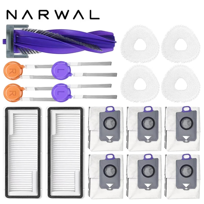 Narwal Freo Z10 Ultra YJCC025 Robot Vacuum Spare Parts Main Side Brushes Mop Cloths HEPA Filters Dust Bags Accessories