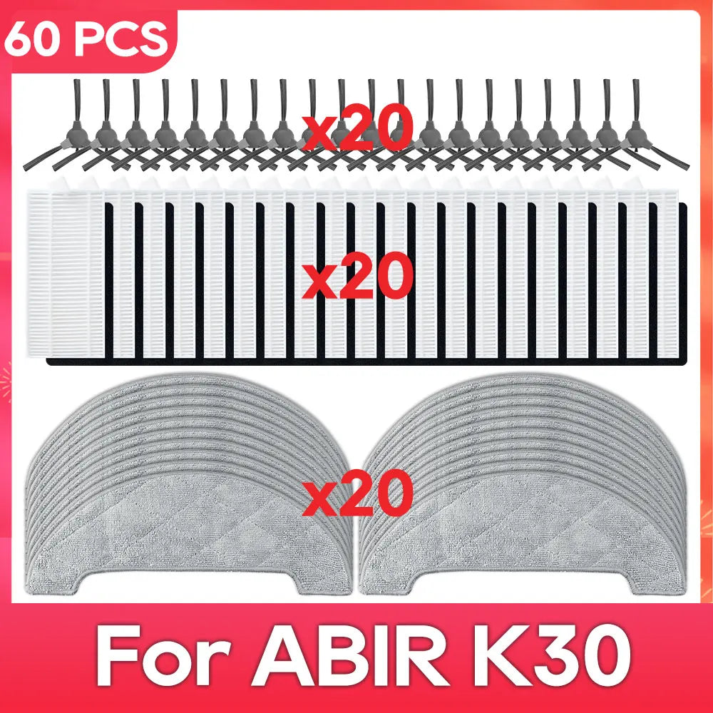 Fit For ( ABIR K30 / K20 )Part Accessory Side Brush Filter Mop Robot Vacuum Cleaner Kit Consumable Replacement