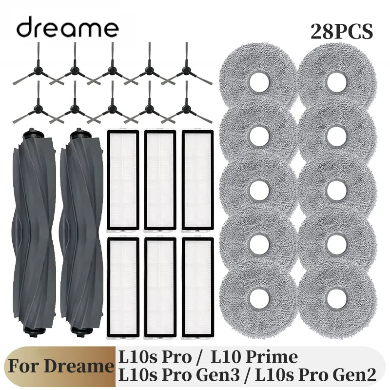 For Dreame L10s Pro Gen 3 / L10s Pro Gen 2 / L10s Pro / L10 Prime Robot Vacuum Spare Parts Main Side Brushes Mop Cloths Filters