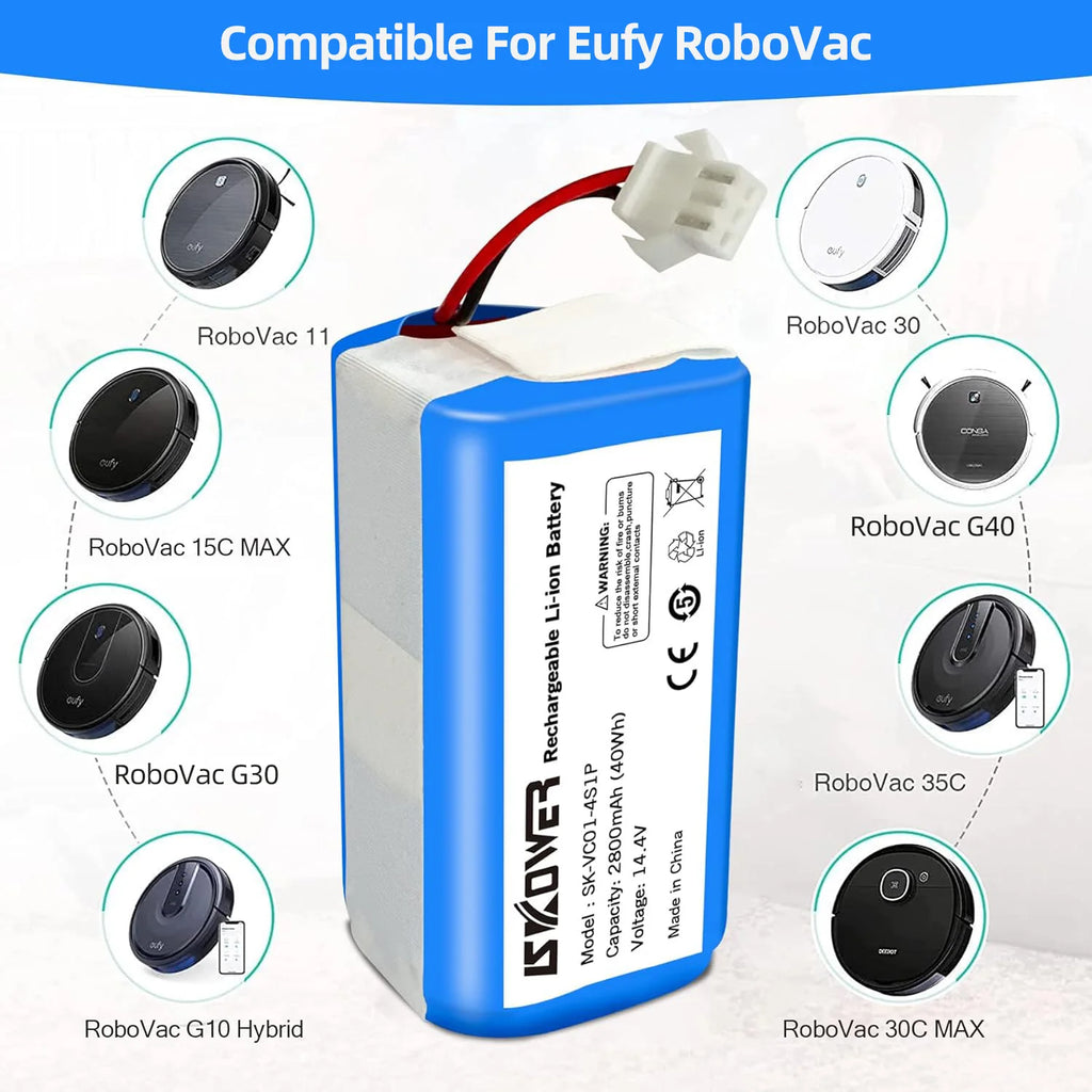 SKOWER 2800mAh Robot Battery For Eufy RoboVac 11 11S Plus 12