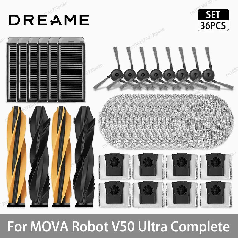 Dreame MOVA V50 Ultra Complete Robot Vacuum Cleaner Replacement Accessories Main Side Brush Mop Cloth Hepa Filter Dust Bag Spare
