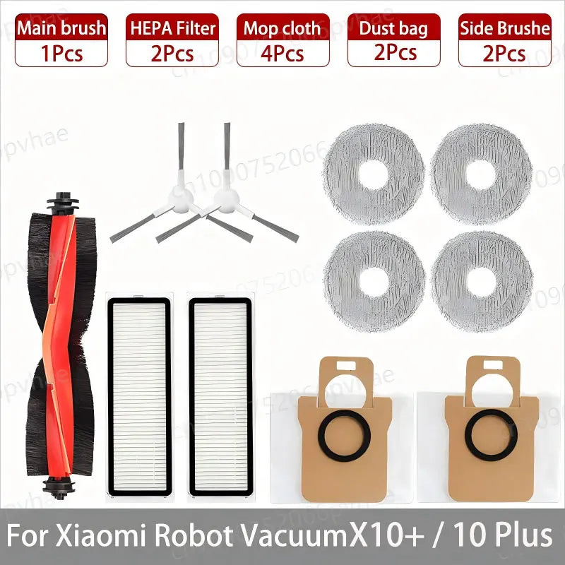 For Xiaomi Robot Vacuum X10+ / X10 Plus Parts Accessories Main Brush Side Brush Hepa Filter Mop Cloth Dust Bag Replacement Spare