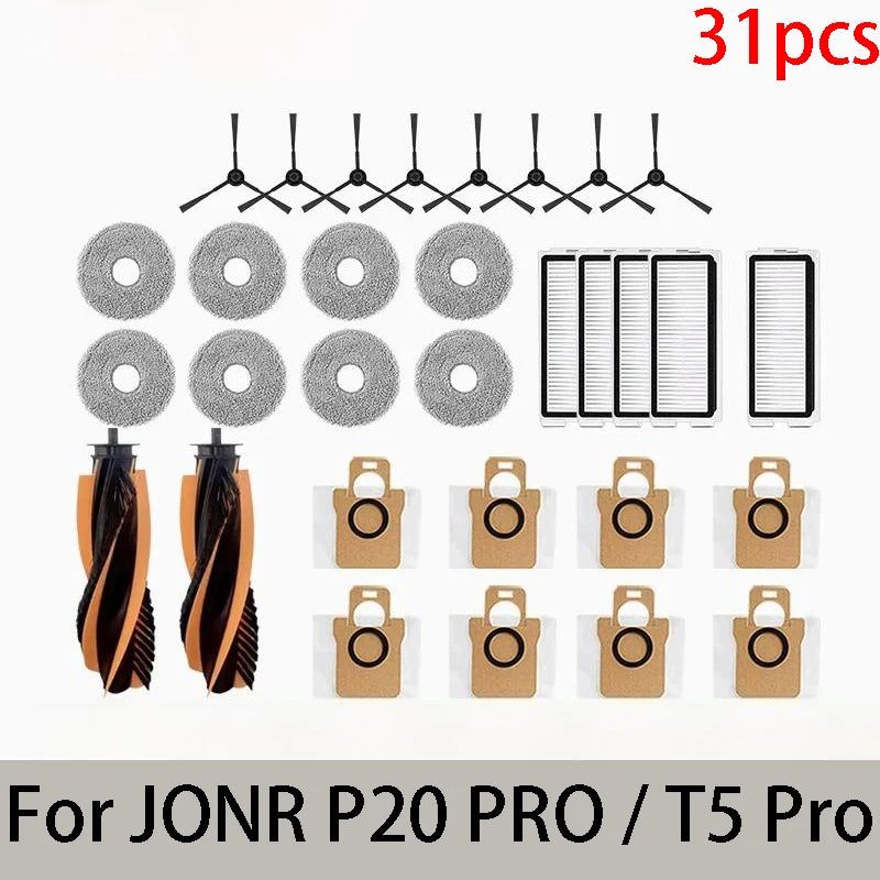 For JONR P20 PRO / T5 Pro Robot Vacuum Cleaner Accessories Main Side Brush Hepa Filter Mop Cloth Dust Bag Replacement