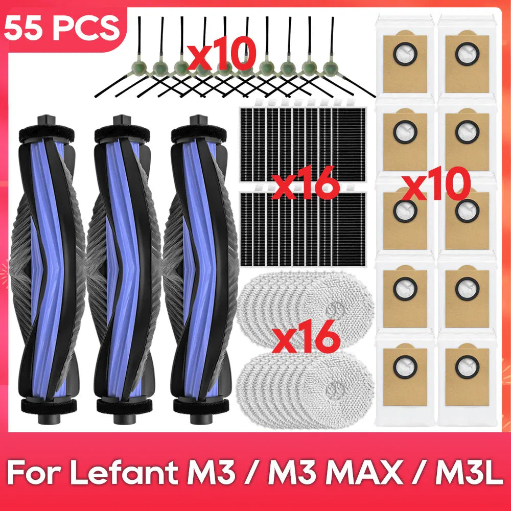 Fit For ( Lefant M3 / M3 MAX / M3L / Gen2 / Gen1 ) Brush Filter Mop Dust Bag Parts Accessories Robot Vacuum Cleaner Kit