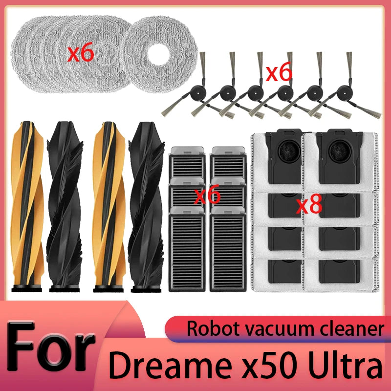 Dreame X50 Ultra Robot Vacuum Cleaner Accessories Main Brush Side Brush HEPA Filter Mop Cloths Dust Bag Spare Parts