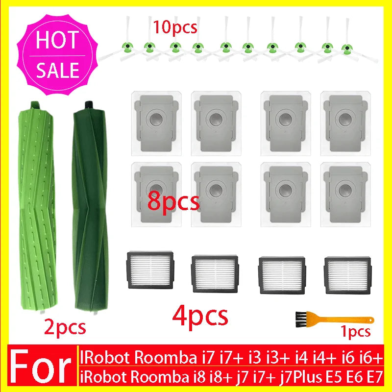Main Side Brush Hepa Filter Dust Bag For iRobot Roomba i3 i4 i6 i7 i8 j7 E5 E6 E7 Spare Parts Robot Vacuum Cleaner Accessories