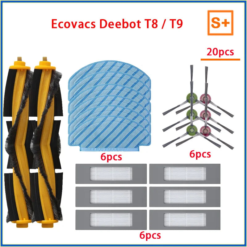For ECOVACS Deebot T9 AIVI T8 AIVI N8 Pro dust bag Parts Main Side Brush HEPA Filter Robot Vacuum Cleaner Replacement Accesories