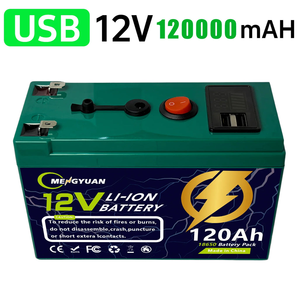 12V 150Ah Lithium-Ion Battery Built-in BMS Deep Cycle for LED Lighting Portable Energy Storage Monitoring Solar Energy