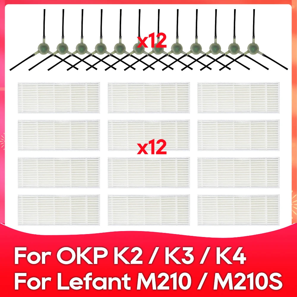 Compatible For Lefant M210 / M210S / M210B / OKP K2 / K3 Robot Vacuum Replacement Spare Parts Accessories Side Brush Hepa Filter