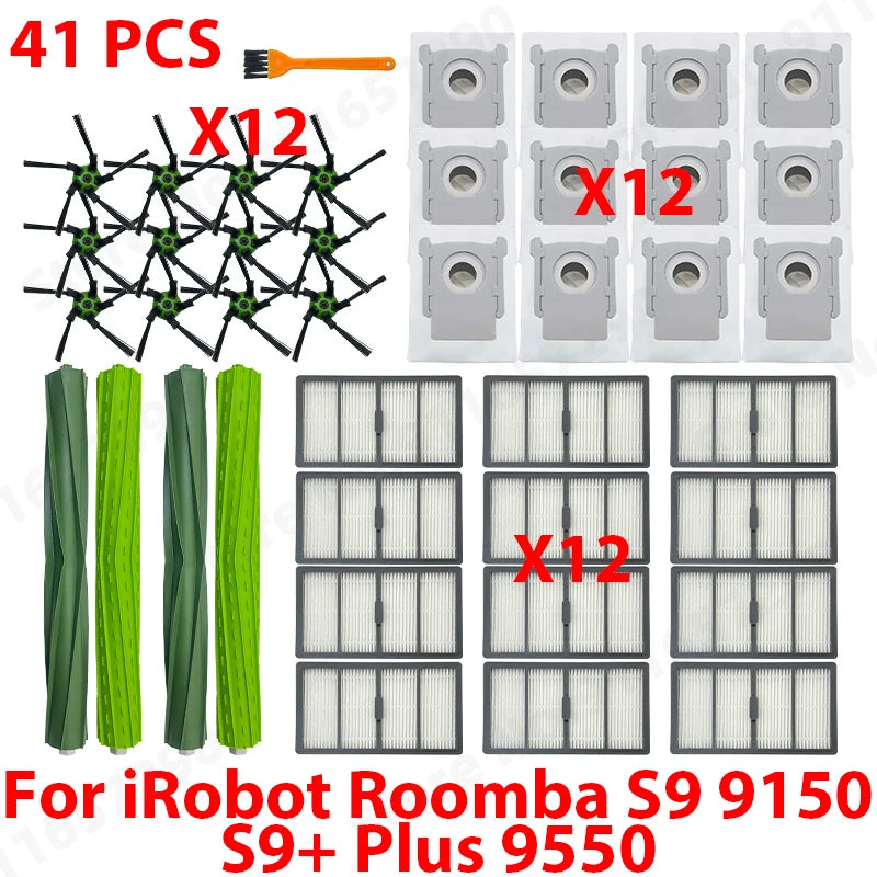Main Side Brushes HEPA Filters Dust Bag Spare Parts For IRobot Roomba S9 9150 / S9+ Plus 9550 Robot Vacuum Cleaner Accessories