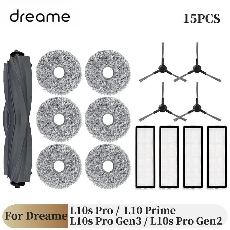 For Dreame L10s Pro Gen 3 / L10s Pro Gen 2 / L10s Pro / L10 Prime Robot Vacuum Spare Parts Main Side Brushes Mop Cloths Filters