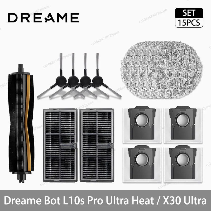 Dreame L10s Pro Ultra Heat / X30 Ultra Robot Vacuum Cleaner Accessories Main Side Brush Mop Cloth Hepa Filter Dust Bag Spare